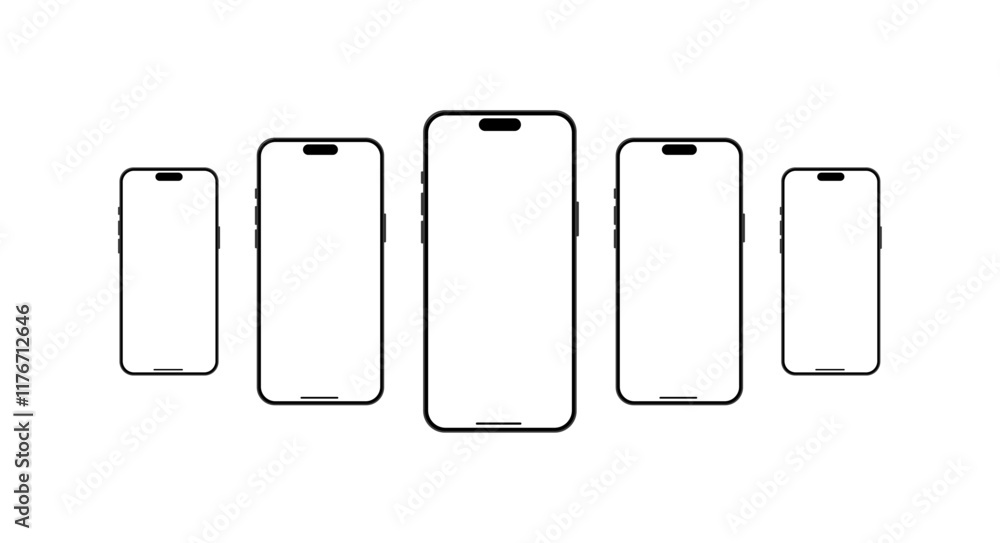 Poster smartphone mockup with a blank, empty screen and isolated background. perfect for showcasing app des