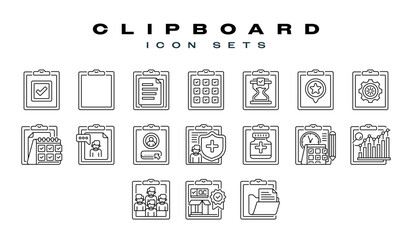 Clipboard line icon set icon. Universal creative premium symbol. Vector sign icon logo template. Vector illustration