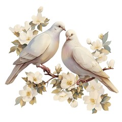 two doves with flower
