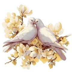 two doves with flower