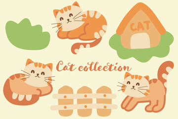 Cute Cat Collection Illustration .