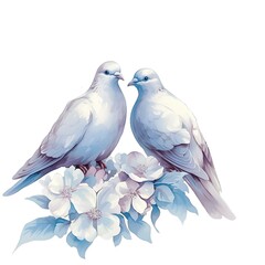 two doves with flower