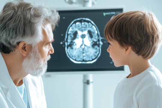 Understanding hydrocephalus diagnosis in a child through MRI images with compassionate doctor guidance