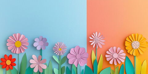 Obraz premium Blumen aus Papier - Muttertag - Valentinstag Hochzeit und sonstige Feierlichkeiten. Karte Banner mit Platz für Text