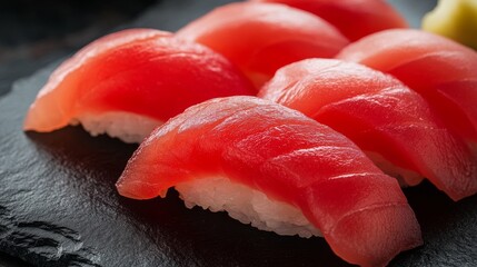 Delicious salmon sushi roll. Delicious fresh sushi roll. Japanese food. Colorful sushi and sashimi. Fresh sushi rolls. Sushi rolls with salmon, avocado, and cucumber
