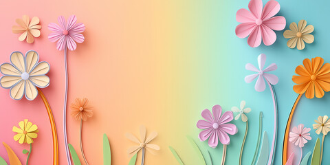 Naklejka premium Blumen aus Papier - Muttertag - Valentinstag Hochzeit und sonstige Feierlichkeiten. Karte Banner mit Platz für Text