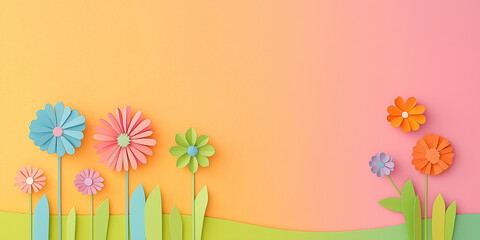 Obraz premium Blumen aus Papier - Muttertag - Valentinstag Hochzeit und sonstige Feierlichkeiten. Karte Banner mit Platz für Text