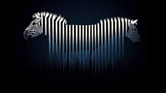 Stylized Zebra Art with Striking Black and White Patterns