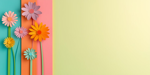 Obraz premium Blumen aus Papier - Muttertag - Valentinstag Hochzeit und sonstige Feierlichkeiten. Karte Banner mit Platz für Text