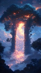 Fototapeta premium a glowing portal in the woods