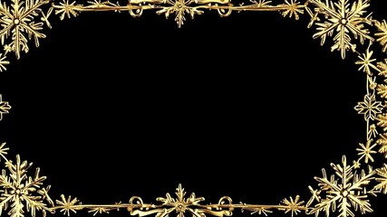 Gold frame with snowflakes on it. The frame is black - Powered by Adobe