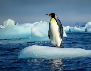 Obraz premium An emperor penguin standing on iceberg