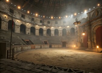 Obraz premium A Large Circular Arena Fighting Background: Epic Combat Stage for Gladiators and Heroes