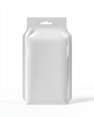 Blank white packaging pouch ready for branding or product design.