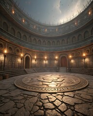 Obraz premium A Large Circular Arena Fighting Background: Epic Combat Stage for Gladiators and Heroes