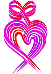 Intertwined Abstract Hearts Illustration | Continuous Ribbed Lines Design