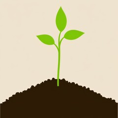 A vibrant green sprout emerging from dark soil, symbolizing growth and new beginnings.