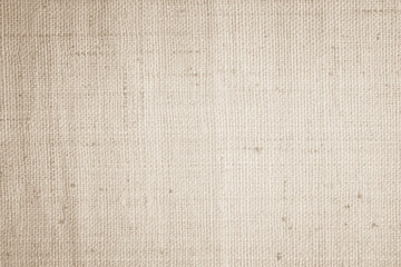 Brown sackcloth woven texture background in natural pattern. Jute hessian burlap, linen background in light beige cream color blank. Weaving canvas fiber line cotton cloth textured as organic.