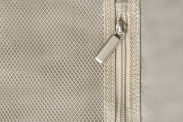 Beige zipper closeup