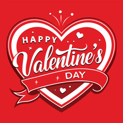 Happy Valentine's Day greeting card: Colorful Hearts and Happy Valentine's Day! Text Design line art icon sign silhouette vector illustration