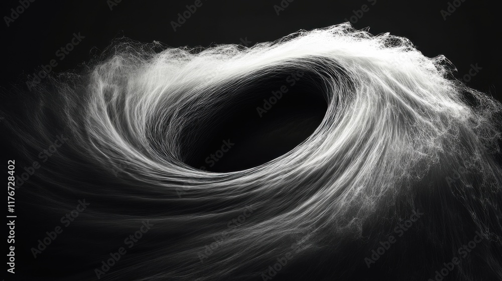 Poster a swirling vortex of white and black, creating an abstract representation of movement and energy.