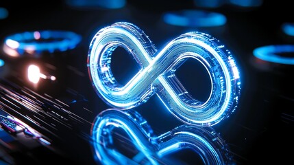 Digital infinity symbol merging with network virtual environment graphic design abstract viewpoint