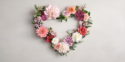 Blumenherz - Muttertag - Valentinstag Hochzeit und sonstige Feierlichkeiten. Karte Banner mit Platz für Text