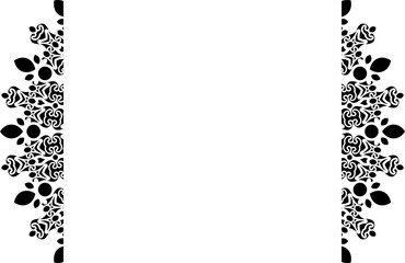 black frame with florid ornamentation isolated vector