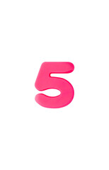 Number 5 colored clay. pink