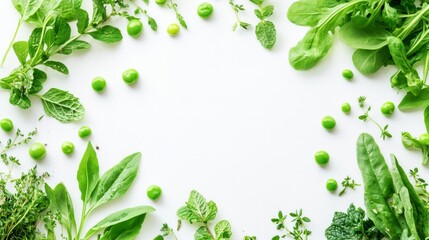 Fresh seasonal spring banner featuring green produce and blank copy space
