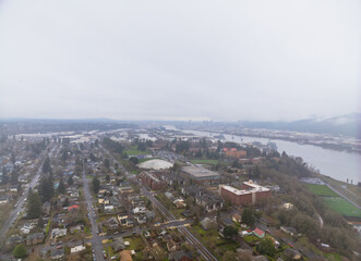 A city view with a river running through it