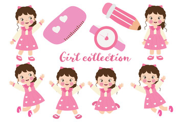 Cute Smiling Girl Character Illustration