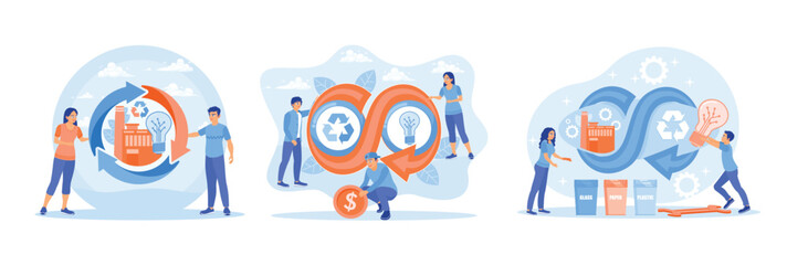Fototapeta premium Circular economy by recycling waste using electricity from nature.