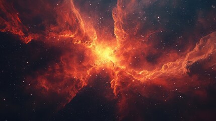 Fototapeta premium A stunning cosmic explosion in vibrant orange hues, showcasing the beauty of deep space.