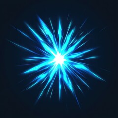 A vibrant blue starburst effect radiating bright light against a dark background.