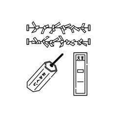 おみくじのイラスト（線画）