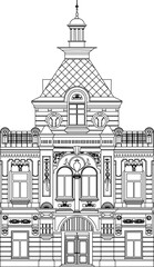 architectural engineering drawing design illustrator sketch colonial government building hotel apartment classic vintage ethnic europe.eps