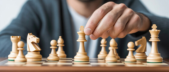 Chess Mastery, A 3D illustration of a man deep in thought while playing chess, emphasizing mental sharpness and strategic focus, ideal for text inclusion.