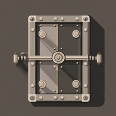 Fototapeta premium A metallic vault door with bolts, showcasing a robust design and industrial aesthetic.