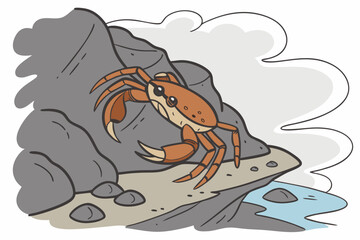 Graceful Ascent: Dungeness Crab Climbing Over Rocky Shores