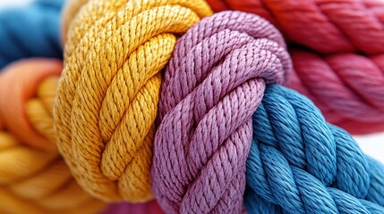 Close-up of colorful twisted ropes showcasing texture and vibrant hues.