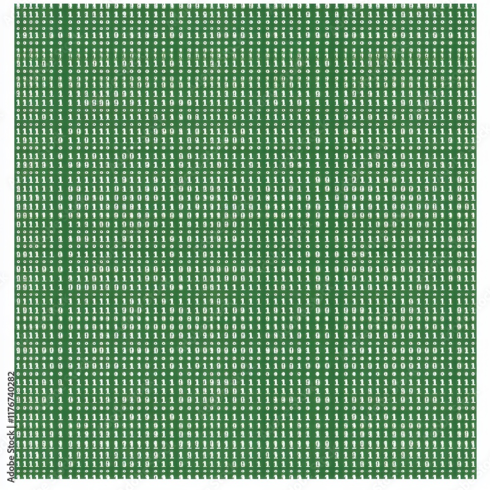 Poster a dense display of binary code against a vibrant green background, symbolizing digital information a
