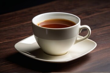 there is a cup of tea on a saucer on a table