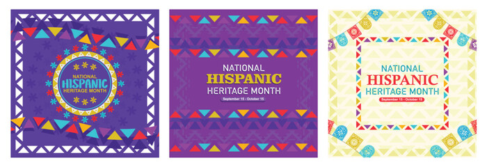 National Hispanic Heritage Month celebration banner with colorful flag decoration.
