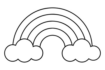 Rainbow with clouds coloring page outline 
