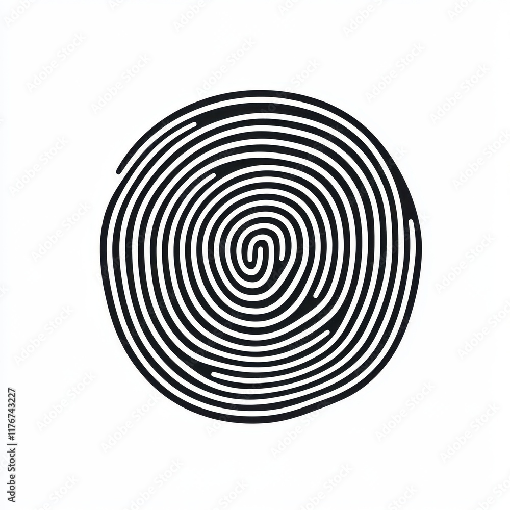 Poster abstract black spiral pattern on a white background, symbolizing connection and continuity.