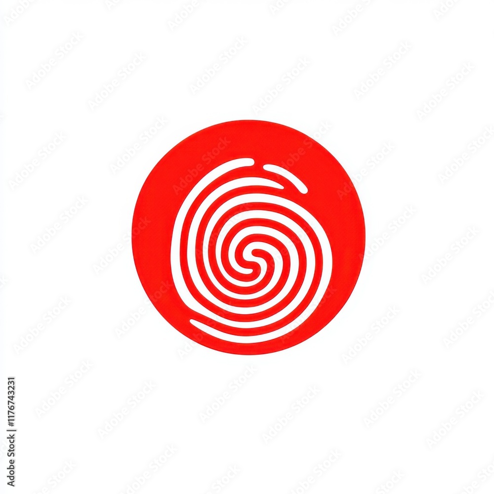 Aufkleber a striking abstract design featuring a white fingerprint pattern on a vibrant red circle.
