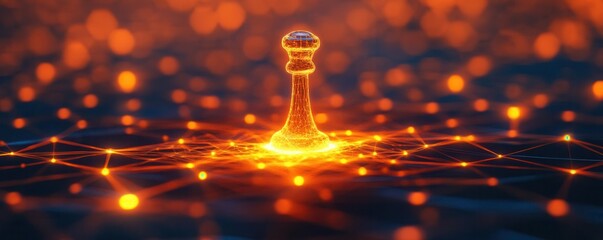 A gavel glowing at the center of a legal network, structure and control visual