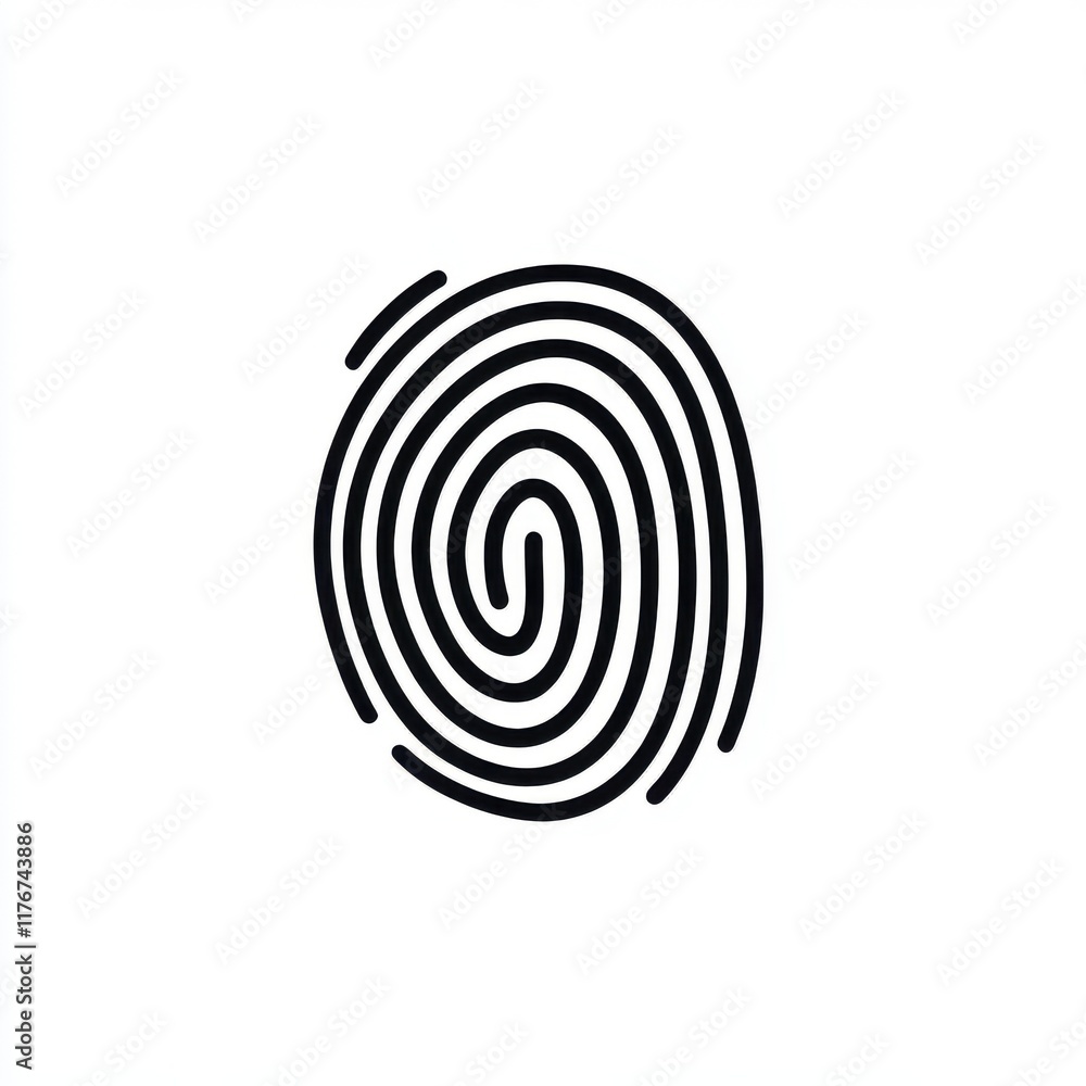 Poster stylized fingerprint illustration showcasing unique patterns and curves.