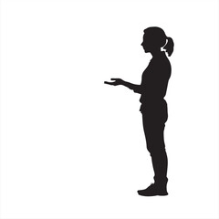 Hands of Hope: Woman in Sideview Silhouette – Vector Illustration